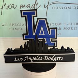 LA Dodgers(small size  5”) Above City Skylines Desktop Display Collection Team Art Unique Baseball Fan Gift