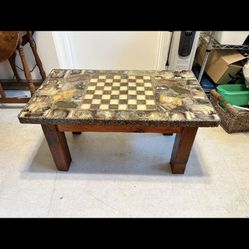 Vintage Rock Hound Chessboard Chess Board Coffee Table 
