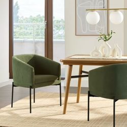 Wyatt Velvet Dining Chairs, Olive, 2 Pack