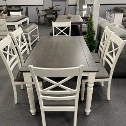 7PC Gray Dining Table Set