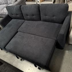 New! Dark blue sectional sofa with pull-out bed, sectional, sofa, couch, Sofabed, sleeps sofa, brand new set! Dimensions 81.5”L x 53” chaise  ✅ Brand 