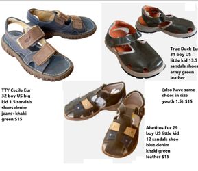 $15 each, European brand new boy shoes sandals toddler little kid 12 13.15 youth big kid 1.5