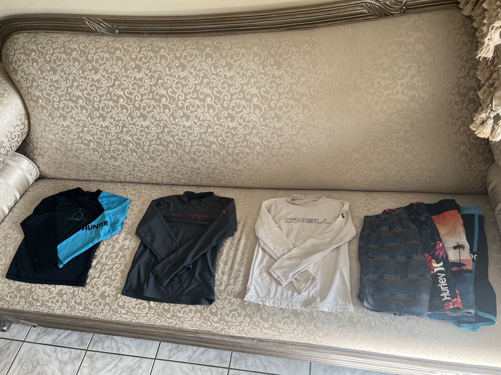 Assorted Boy Rash Guards & Swim Trunks 6-8