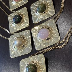 Necklaces, $15 ea.  20” Stainless Steel/Gold plated chain