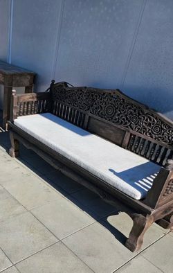 Vintage Hand-Carved Indian Daybed - Solid Hardwood