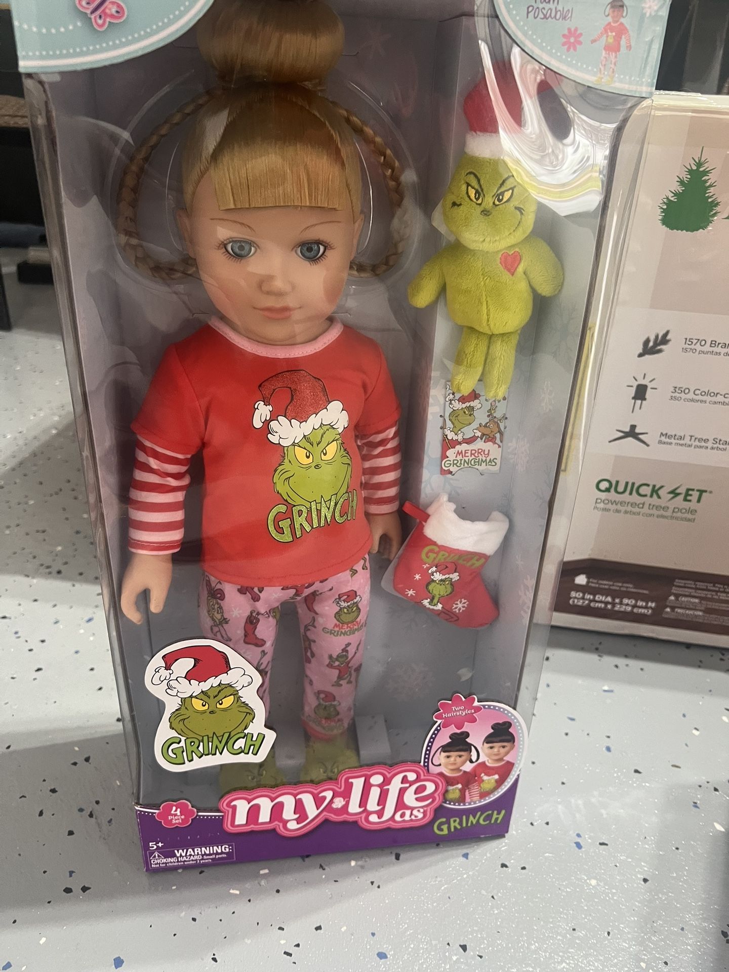 My Life As Poseable Grinch Sleepover 18 inch Doll Blonde Hair Blue Eyes NIB