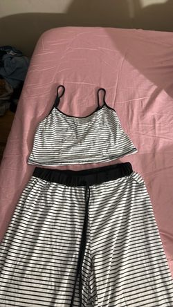 Black and White Striped Pajama Set