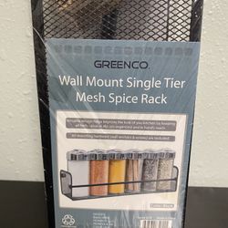 Wall Mount Single Tier Mesh Spice Rack Black Set Of 2 - 0