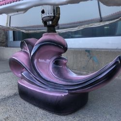 Vintage Pink/Black Ceramic Filagree Lamp w/ Shade