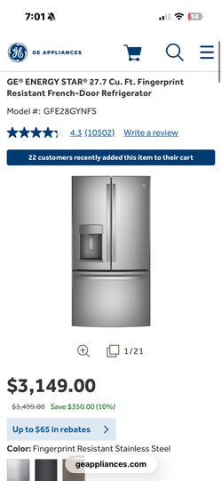 GE 27.7 Cu. Ft. French-Door Refrigerator — Stainless Steel