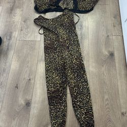 VTG jumpsuit Size M Leopard Print Nightgown - Fredericks of Hollywood - 1980s Lingerie - Sexy 80s Frederick's