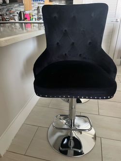 Set of 2 Black Velvet Adjustable Bar Stools