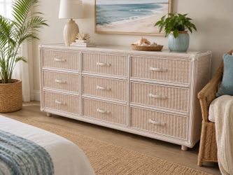 Beautiful coastal-style 9-drawer dresser 66”W × 18”D × 29”H