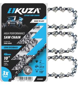 10 Inch Chainsaw Chain 3/8" LP Pitch, 050" Gauge, 40 Drive Links, German Steel, fits MAKITA, ECHO, Remington RM1035P, Worx WG309, Sun Joe SWJ803E, Cra