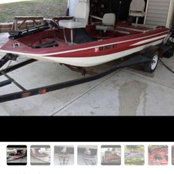 14ft bass master boat  With Trailer