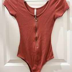 Pink zip-up bodysuit 