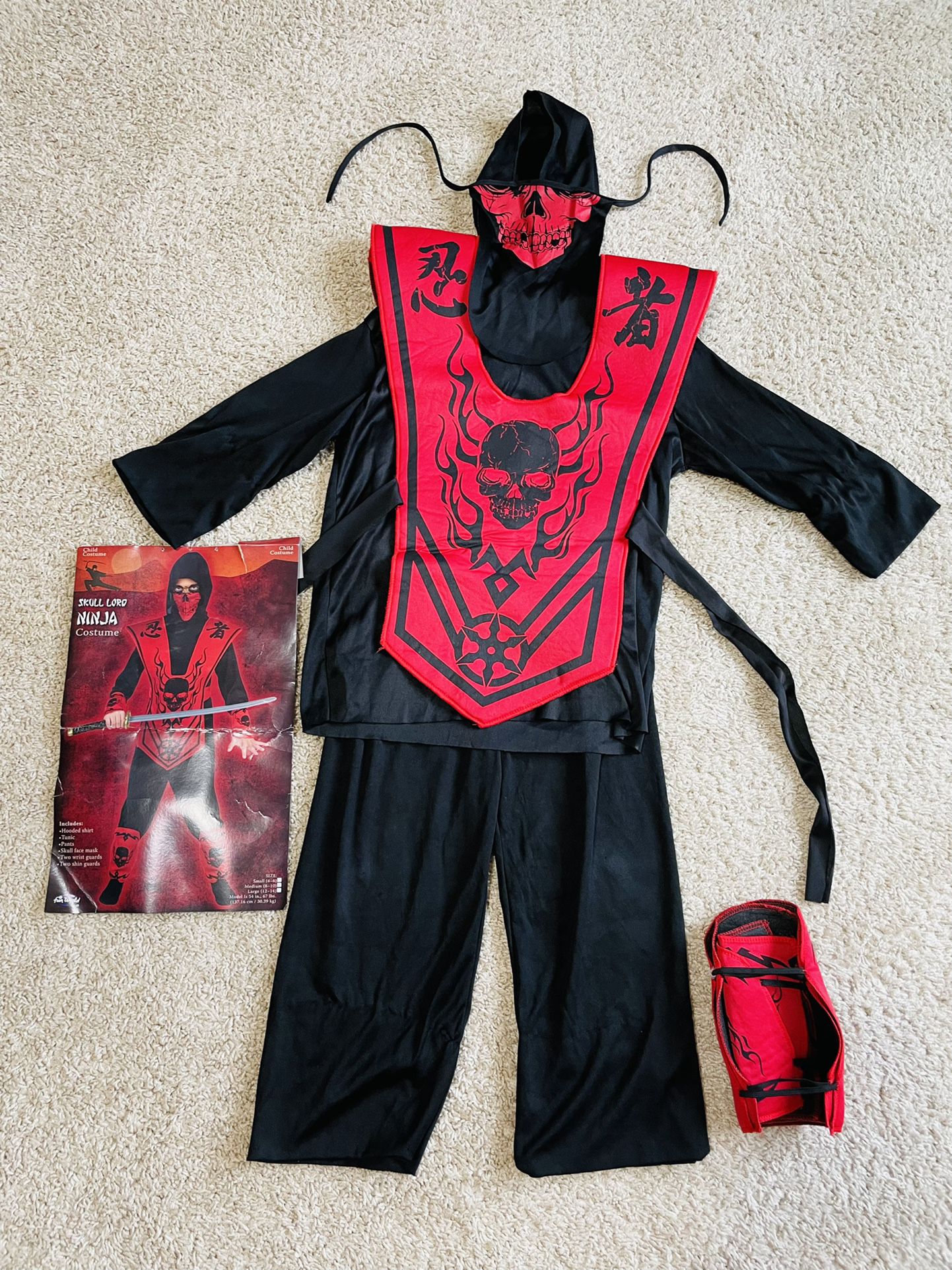 Skull Lord Ninja Costume For Kids Size 8-10