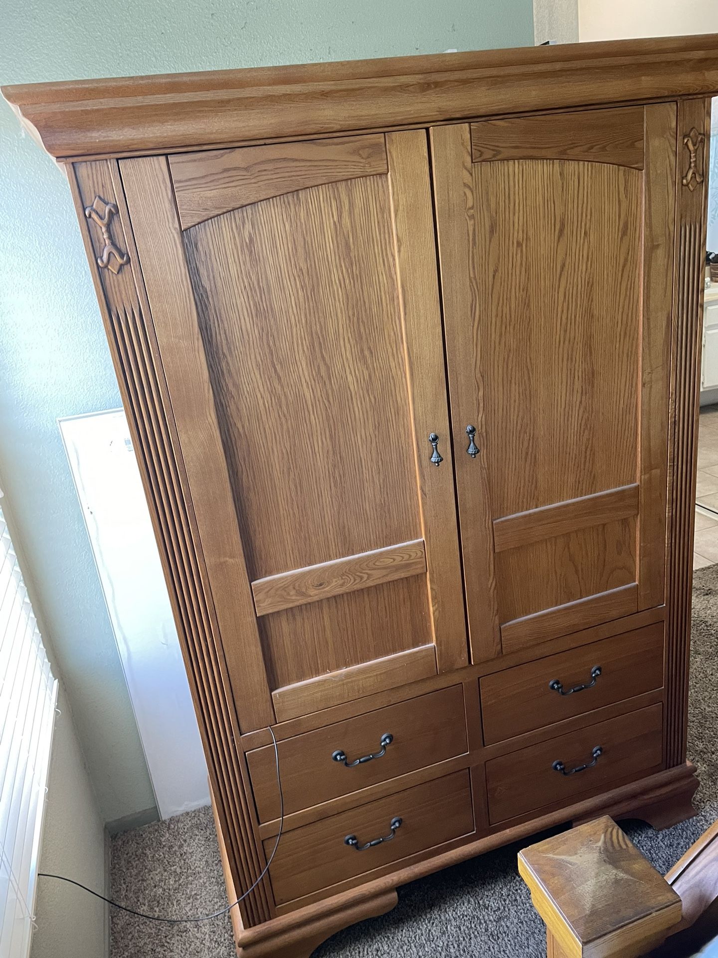 Solid Wood Armoire, TV Cabinet, Shelf With Drawers, Dresser, Wardrobe