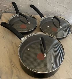 T-Fal Nonstick Titanium Frying Pan Set with Lids