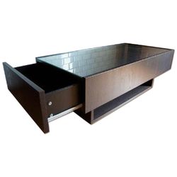 Ikea Ramvik Glass-Top Coffee Table w/ Storage Drawers