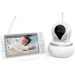 Baby Monitor with Camera and Audio  720P 5" Inches Display, Crying & Temperature Alert, Two-Way Talk, No Glow Night Vision, Remote Pan & Tilt & Zoom, 