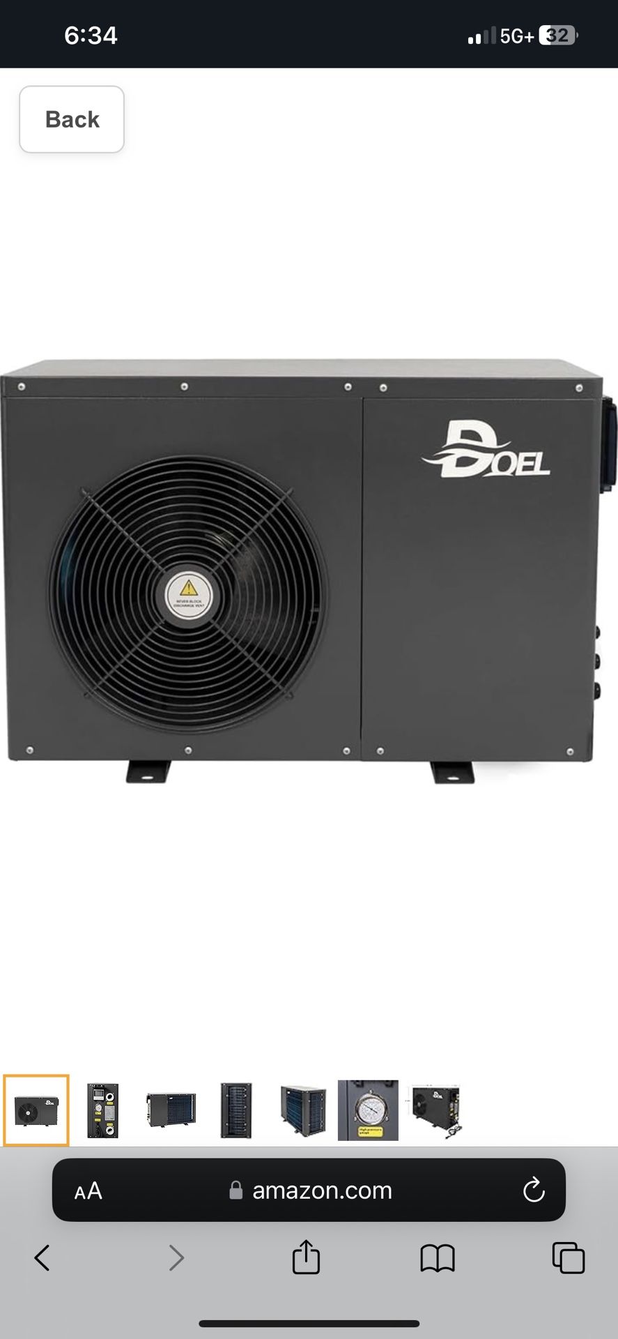 DOEL 20000 BTU Swimming Pool Heat Pump for In-ground/above-Ground Pools, 5.56 kW Electric Pool Heater with Titanium Heat Exchanger, 110V 60Hz