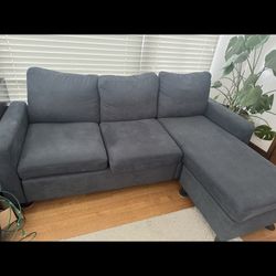 Blue Couch With Ottoman