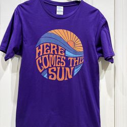 Port & Company “Here Comes The Sun”,  Purple Unisex Tee Shirt Sz Small