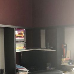 IKEA corner desk for sale (black/white) comesp with black leather chair$145