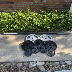 Olympic 2” Weight Set 205lbs + Brand New Barbell