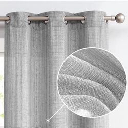 jinchan Curtains Linen Textured Casual Weave Curtain for Living Room Bedroom Win