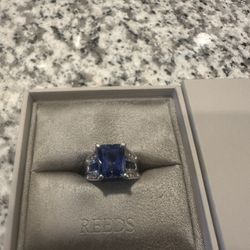 14k Sapphire Diamond Engagement Ring