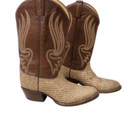 Like-New 1980s Vintage Tony Lama Anaconda Skin Cowboy Boots
