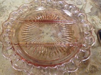 Pink Depression Relish Dish with Circles, 1800's