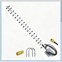 Yagi WiFi Antenna - 12dBi High Gain Directional 2.4GHz Antenna with RP-SMA Male Connector for Wireless Router, Security Camera, PR-SMA Male Adapter, E