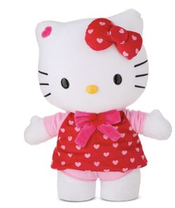 Valentines Day Plush Greeter Hello Kitty Love Is Sweet w/ Red Dress Sanrio, 17 inch