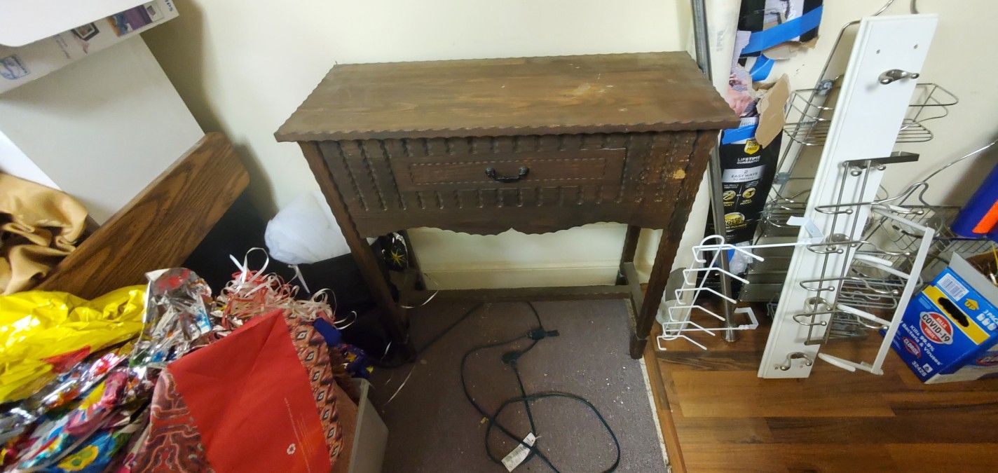 Antique folk art foyer table with drawer