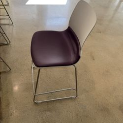 High Top White Chair With Purple Bottom 