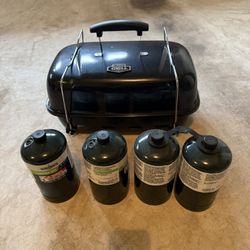 Portable Grill With 4 Small Propane Canisters 