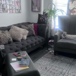 Charcoal Gray Tufted Sofa – $125– Hyde Park Pickup 