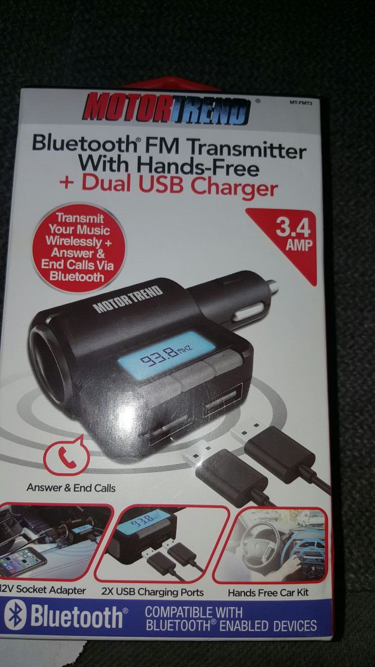 Motor Trend Wireless FM Transmitter w/ hands free and Bluetooth