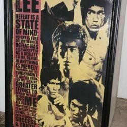 Bruce Lee "Defeat Is A State Of Mind " Framed Poster