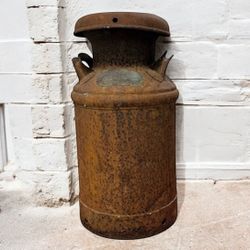 Antique (1920s) Wayne Stewart Hookstown PA Milk Can /Jug Lid - Rare Rustic Decor