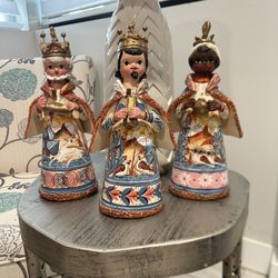 3 Kings Reyes Magos Vintage Mexican Artisanal Mexican Figurines