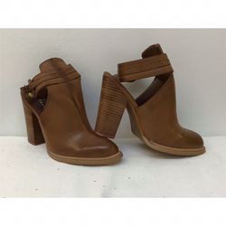 Chinese Laundry brown leather booties with open heel, ankle boots, size 9, brand new