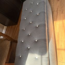 Large Gray Tufted Storage Bench/Ottoman – Lots of Storage