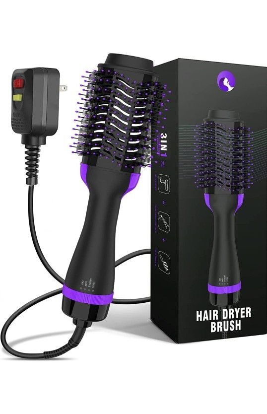 3 in 1 Hair Blow Dryer Hot Air Brush Styler Volumizer Purple