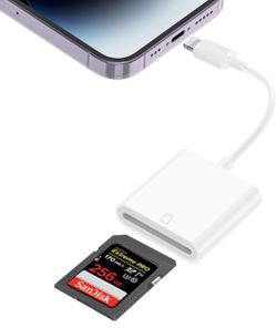Lightning to SD Card Reader for iPhone, Lightning Camera Adapter Trail Camera Viewer SD Card Camera Memory Card Adapter Compatible with iPhone 14/13/1