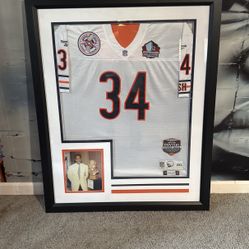 Walter Payton Chicago Bears Framed Jersey  W 35 1/2 Inch X  L 43 1/2 Inch 