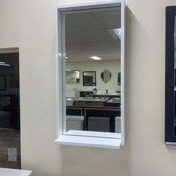 Wood Frame Mirror With Shelf 16x30in 